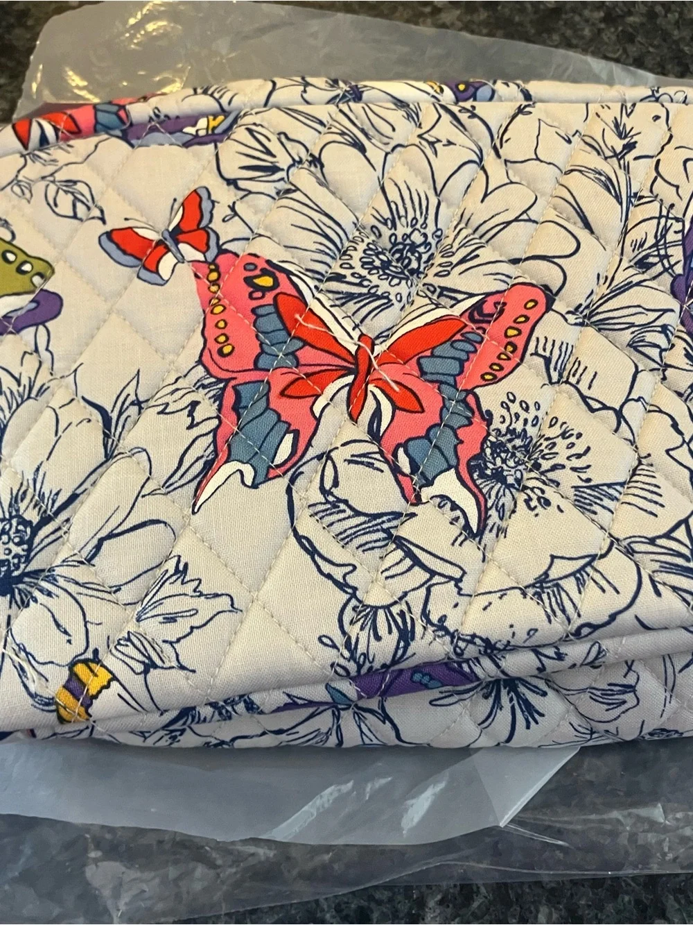 Vera Bradley White Quilted Butterfly Cosmetic Case
